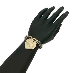 TIFFANY Authentic Silver Heart Charm Bracelet